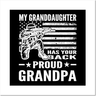 Distressed My Granddaughter Has Your Back Proud Grandpa Posters and Art